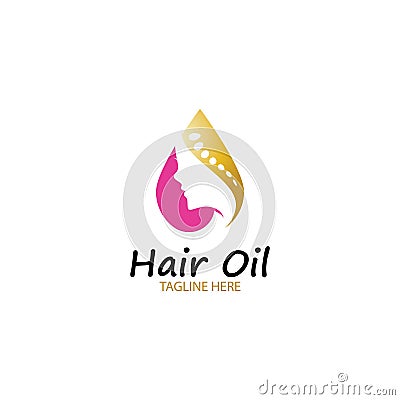 hair oil essential logo with drop oil and hair logo symbol-vector. Vector Illustration