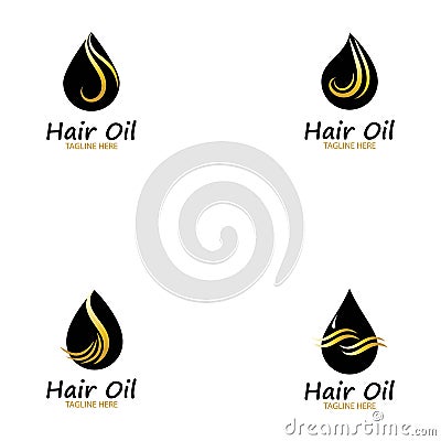 hair oil essential logo with drop oil and hair logo symbol-vector. Vector Illustration