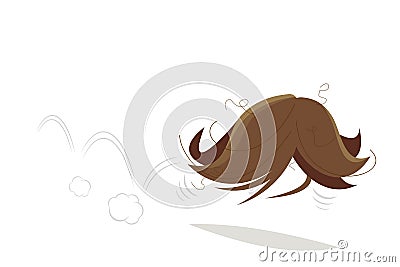 Funny cartoon illustration of a hopping wig Vector Illustration