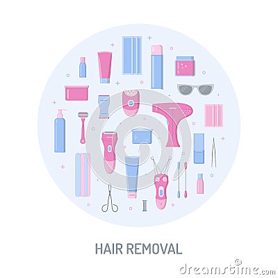 Hair removal circle concept Vector Illustration