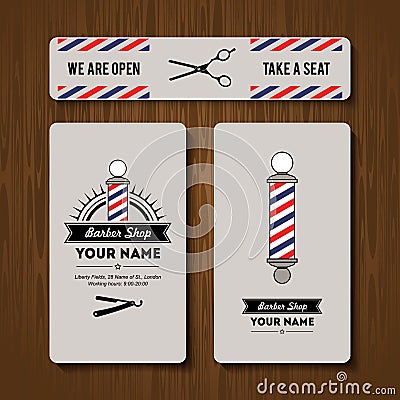 Hair salon barber shop Business Card design template set Stock Photo