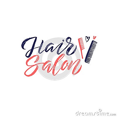 Hair Salon. Logo Beauty Vector Lettering. Custom handmade calligraphy. Vector Illustation Vector Illustration