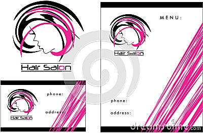 Hair salon modern Logo, Business Card, Flyer Vector Illustration