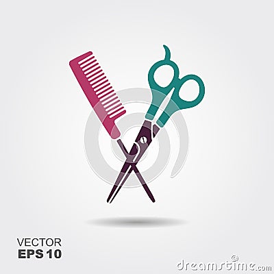 Hair salon with scissors and comb vector icon Vector Illustration
