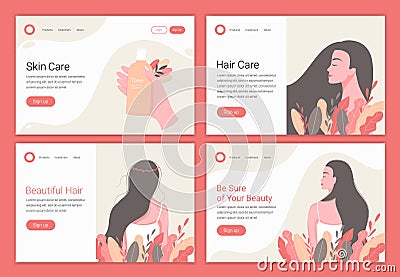 Hair, skin care concept. Vector Illustration