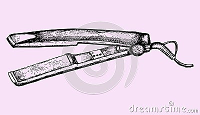 Hair straightener with ceramic plates Vector Illustration