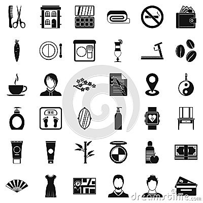 Hair style icons set, simple style Vector Illustration