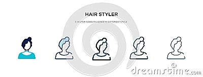Hair styler icon in different style vector illustration. two colored and black hair styler vector icons designed in filled, Vector Illustration
