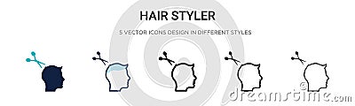 Hair styler sign icon in filled, thin line, outline and stroke style. Vector illustration of two colored and black hair styler Vector Illustration