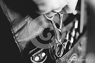 Hair Styling and Cutting Tool belt Stock Photo