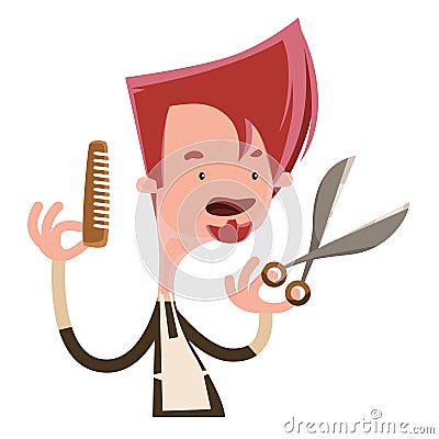 Hair stylist holding scissors illustration cartoon character Cartoon Illustration