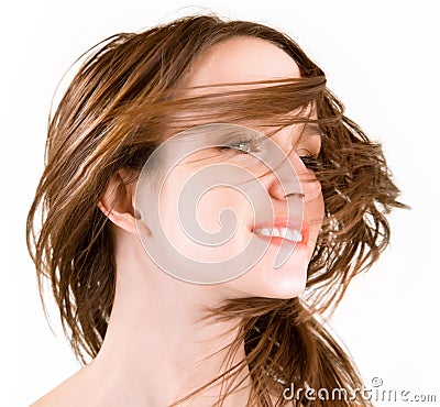 Hair in a Swirling Wind Stock Photo