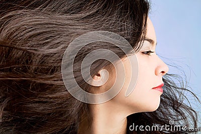 Hair in a Swirling Wind Stock Photo