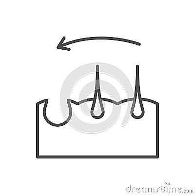 Hair transplantation line outline icon Cartoon Illustration