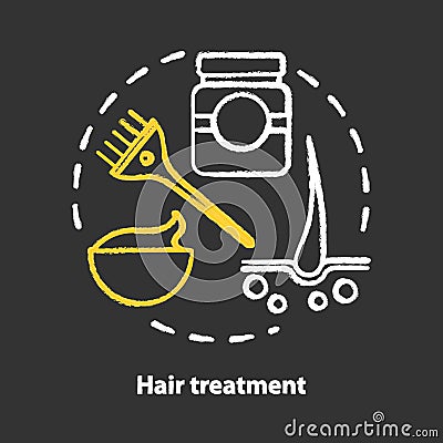 Hair treatment chalk concept icon. Haircare and cosmetology procedures. Hair mask and conditioner. Hairstyling idea Vector Illustration