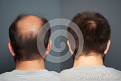 Hair treatment result before and after. Generative Ai Stock Photo