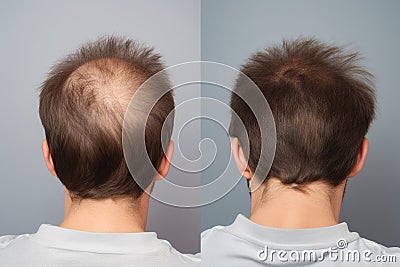 Hair treatment result before and after. Generative Ai Stock Photo