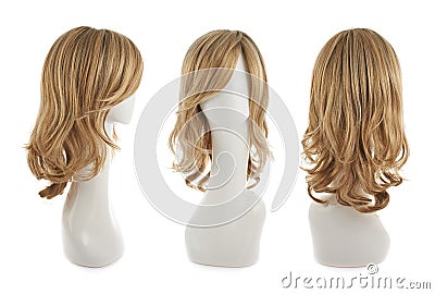 Hair wig over the mannequin head Stock Photo