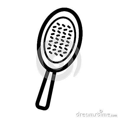 Hairbrush vector icon. Black comb illustration on white background. Outline linear beauty icon. Vector Illustration