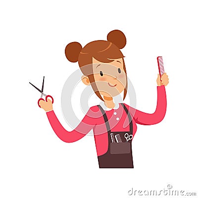 Hairdresser character with scissors vector Illustration Vector Illustration