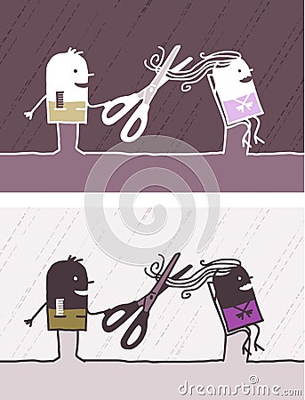 Hairdresser colored cartoon Vector Illustration