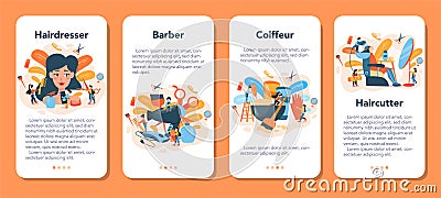 Hairdresser concept. Idea of hair care in salon. Scissors and brush, Vector Illustration