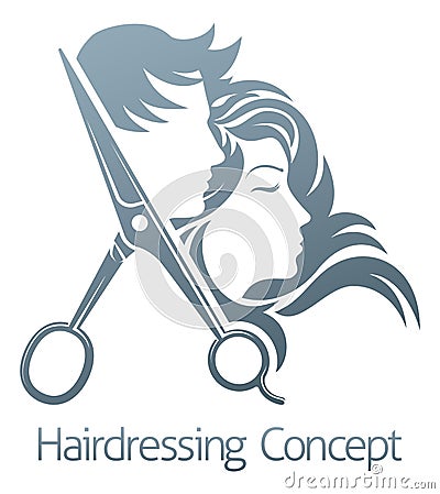 Hairdresser Hair Salon Scissors Man Woman Concept Vector Illustration