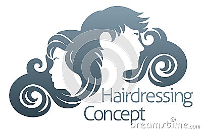 Hairdresser Silhouette Hair Salon Man And Woman Vector Illustration