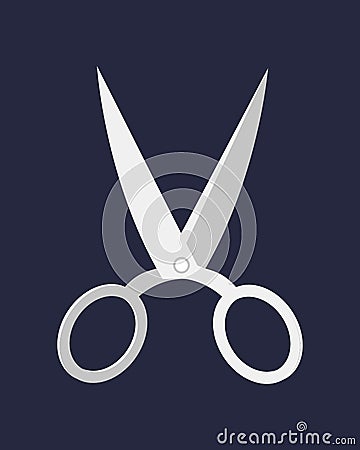 Hairdresser handle shape line work, art scissors separation salon open barber equipment and design symbol tailor object Vector Illustration