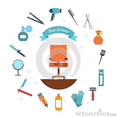 Hairdresser icon flat Vector Illustration