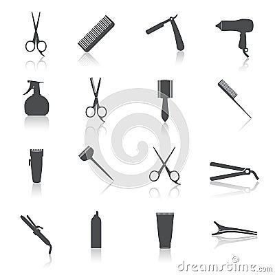 Hairdresser Icons Set Vector Illustration