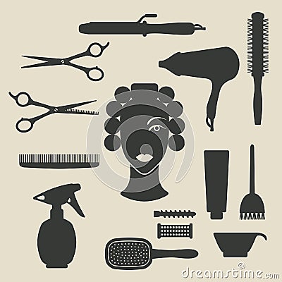 Hairdresser icons set Vector Illustration