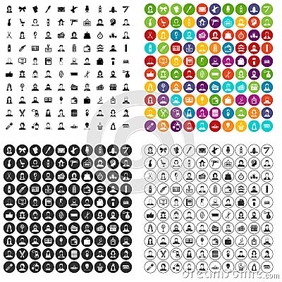 100 hairdresser icons set vector variant Vector Illustration