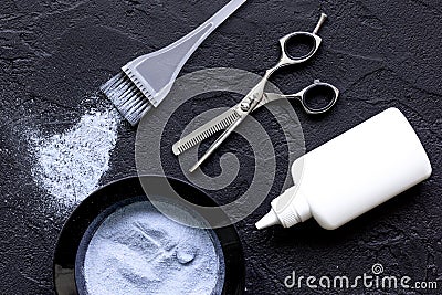 Hairdresser profession select of hair color on dark background Stock Photo