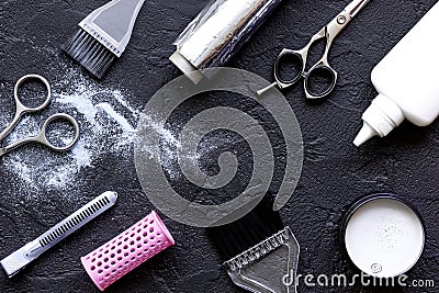 Hairdresser profession select of hair color on dark background Stock Photo