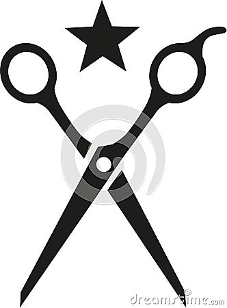 Hairdresser scissor with star Vector Illustration