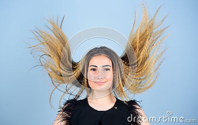 Hairdresser styling tips. Nice and easy. Trendy crimped hairstyle. Fashion girl stylish hairstyle. Hair crimping method Stock Photo