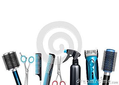 Hairdresser Tools Background Vector Illustration