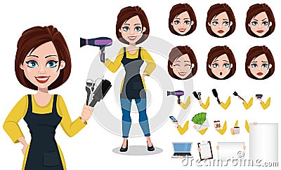 Hairdresser woman in professional uniform Vector Illustration