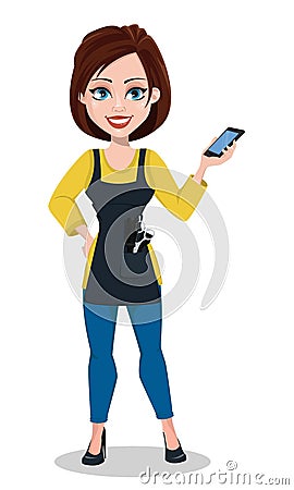 Hairdresser woman in professional uniform Vector Illustration