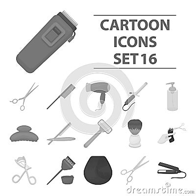 Hairdressery set icons in monochrome style. Big collection of hairdressery vector symbol stock illustration Vector Illustration