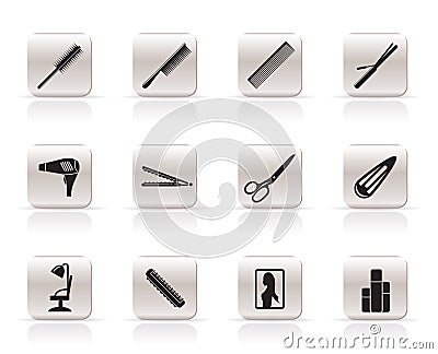 Hairdressing, coiffure and make-up icons Vector Illustration
