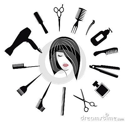 Hairdressing icons for woman Vector Illustration