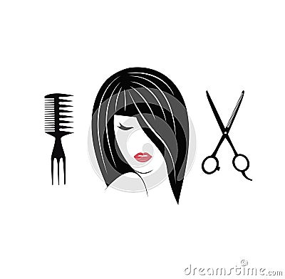 Hairdressing icons for woman Vector Illustration