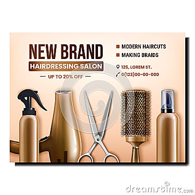 Hairdressing Salon Tools Promotional Banner Vector Vector Illustration