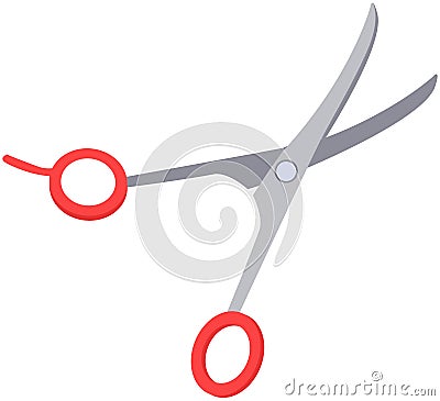 Hairdresser tool for cutting hair, barbershop symbol. Hairdressing scissors with sharp blades Vector Illustration