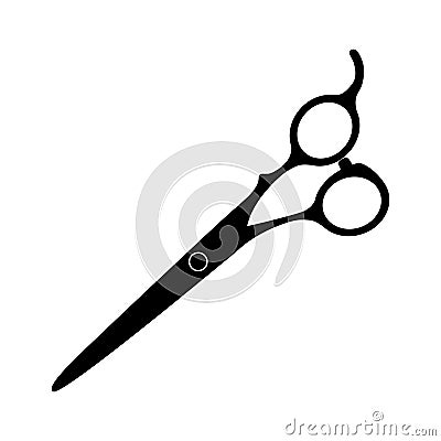 Hairdressing scissors. Vector illustration. Black scissors on a white background Cartoon Illustration