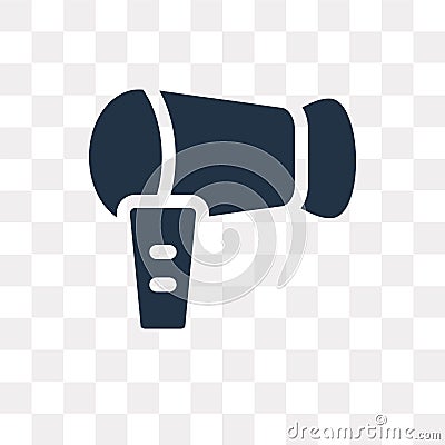 Hairdryer facing left vector icon isolated on transparent background, Hairdryer facing left transparency concept can be used web Vector Illustration