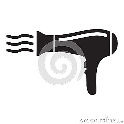 Hairdryer icon, black vector icon isolated Vector Illustration