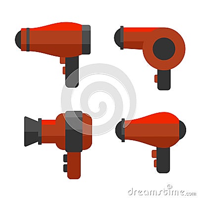 Hairdryer Icon Set on White Background. Vector Vector Illustration